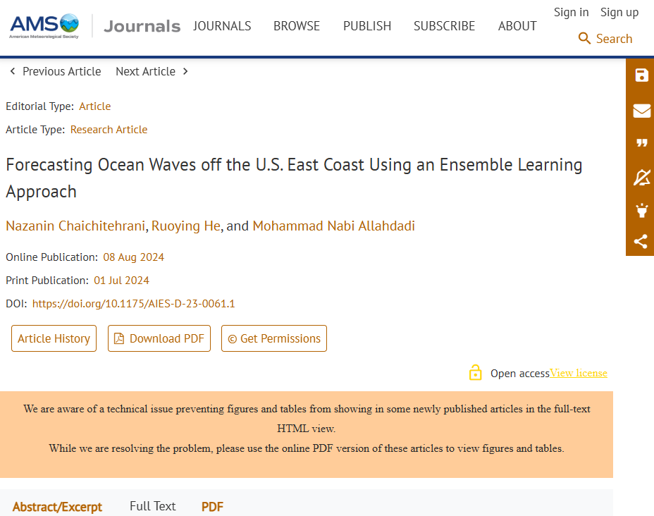 Forecasting ocean waves off the U.S. East Coast using an ensemble learning approach